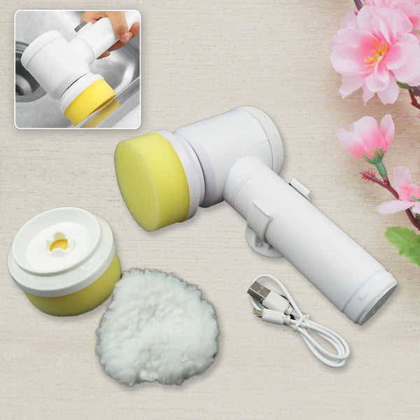 Portable Electric Cleaning Brush with 3 Replaceable Brush Heads (5 In 1)