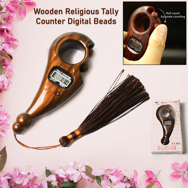 Digital Tasbih Tally Counter – Wooden Beads for Zikr/Naam Jaap