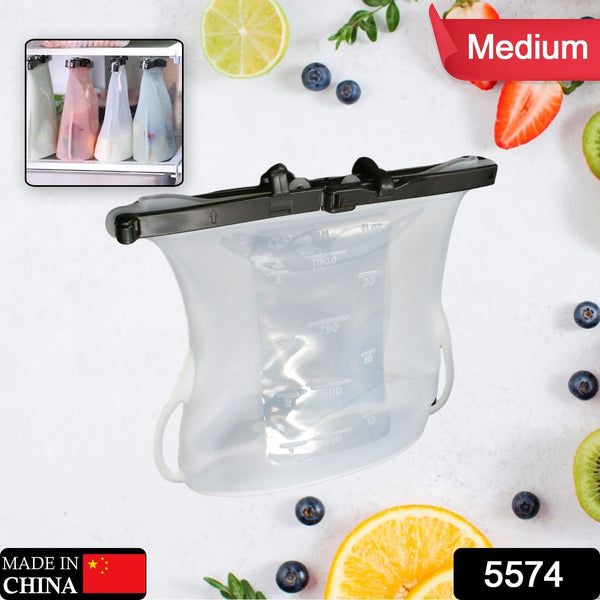 Reusable Silicone Food Bag – Leakproof, Flat Bottom, BPA-Free, Microwave & Dishwasher Safe