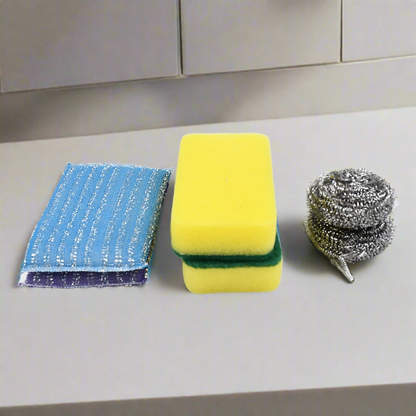 Microfiber Kitchen Cleaning Set - 6-Piece Sponge & Scouring Pad Collection