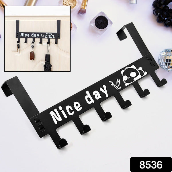 Heavy-Duty Carbon Steel Over Door Hook Rack for Towels & Coats (1 Pc, 6 Hooks)